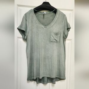 Women's Sage Green V-Neck Top